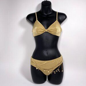 LOUIS VUITTON Gold Lurex S/S 2006 Bikini with Gold Charms